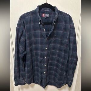 Ralph Lauren Chaps Blue Flannel Size XL 100% Cotton Preppy